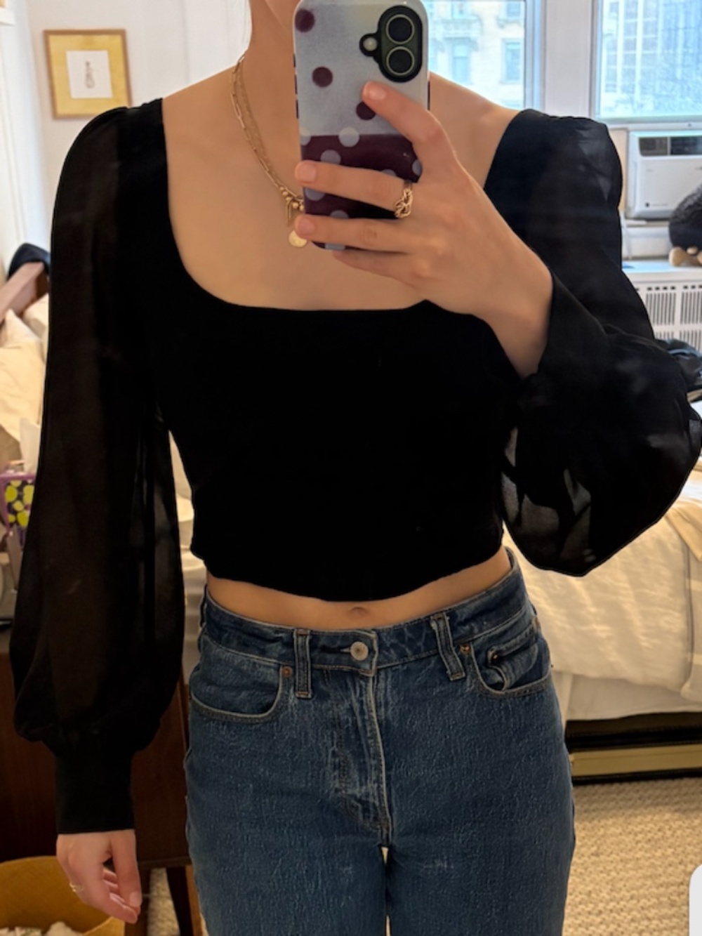 Black long sleeve going out top